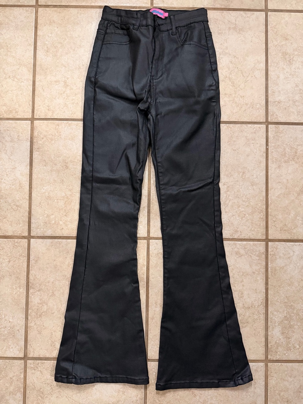 Black Coated Flare Pants